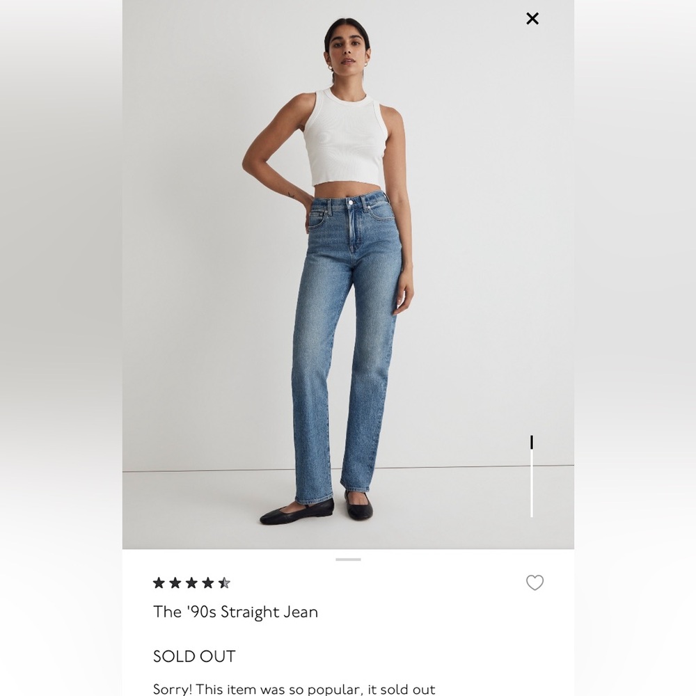 Madewell 90s Straight Jeans Size 28